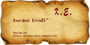 Kordos Ernő névjegykártya