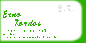 erno kordos business card